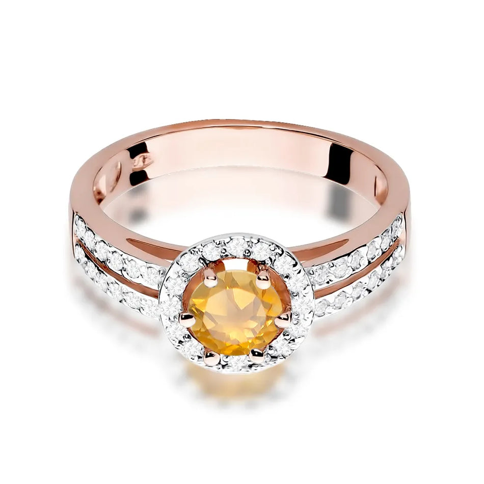 Gold Ring with 0.50ct Citrin and 0.20ct Diamonds