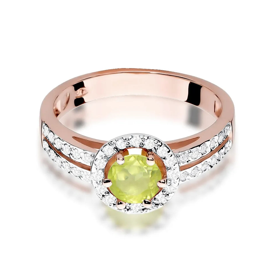 Gold Ring with 0.60ct Olivine and 0.20ct Diamonds