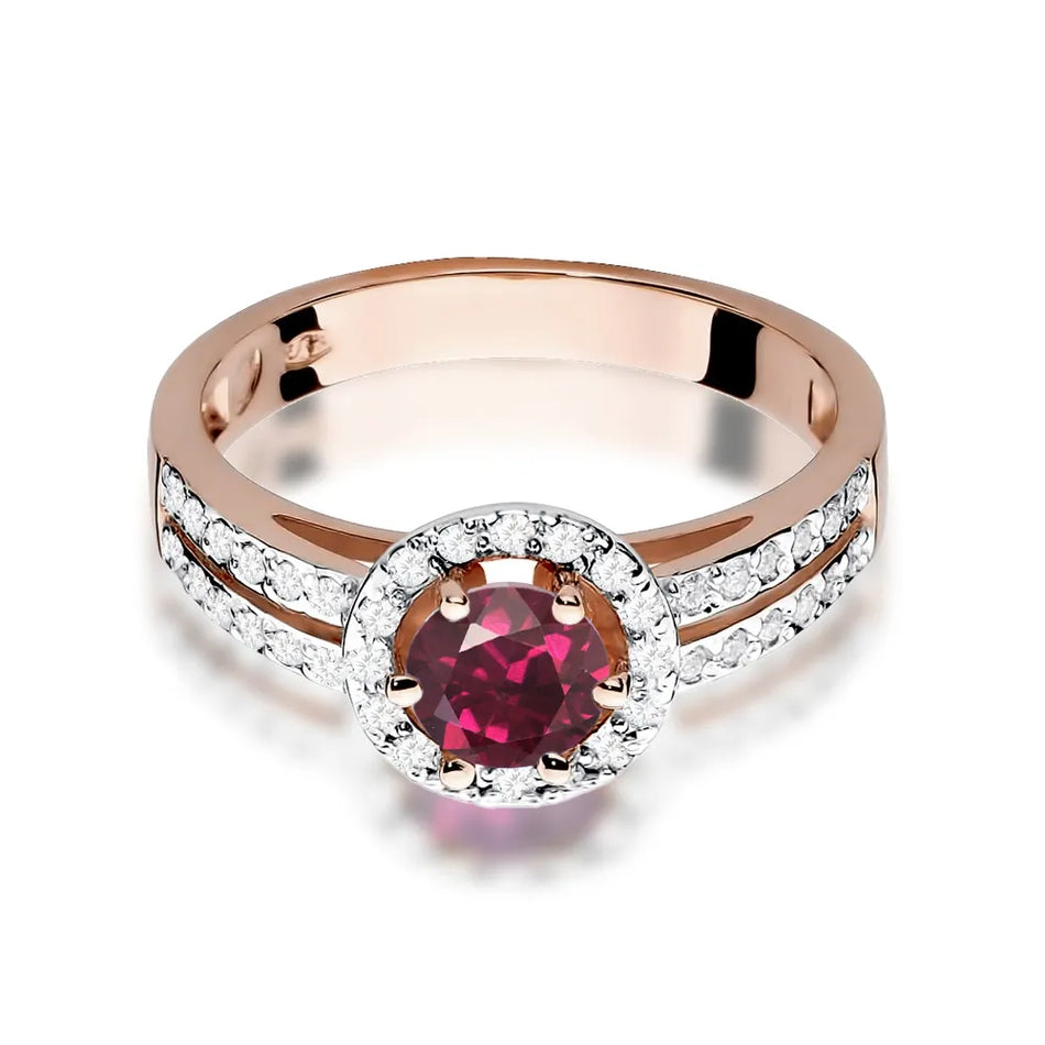 Gold Ring with 0.60ct Rhodolite and 0.20ct Diamonds