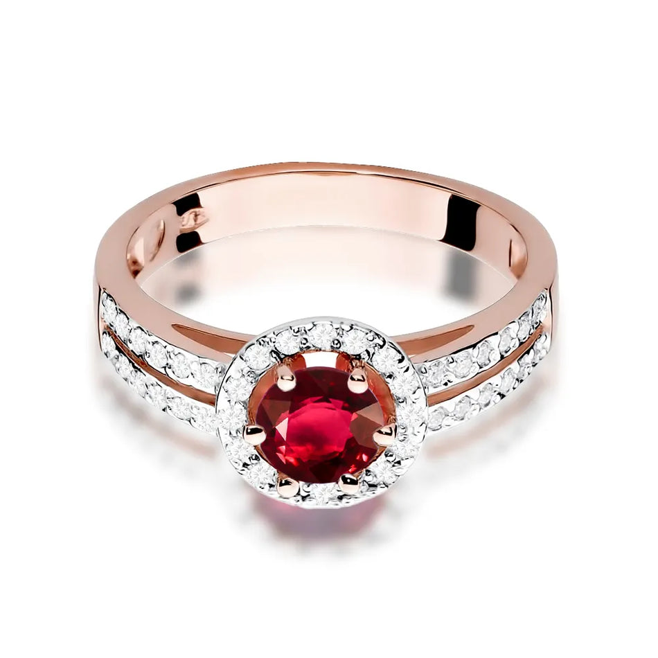 Gold Ring with 0.60ct Ruby and 0.20ct Diamonds