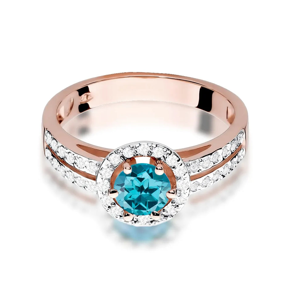 Gold Ring with 0.50ct Topaz London Blue and 0.20ct Diamonds