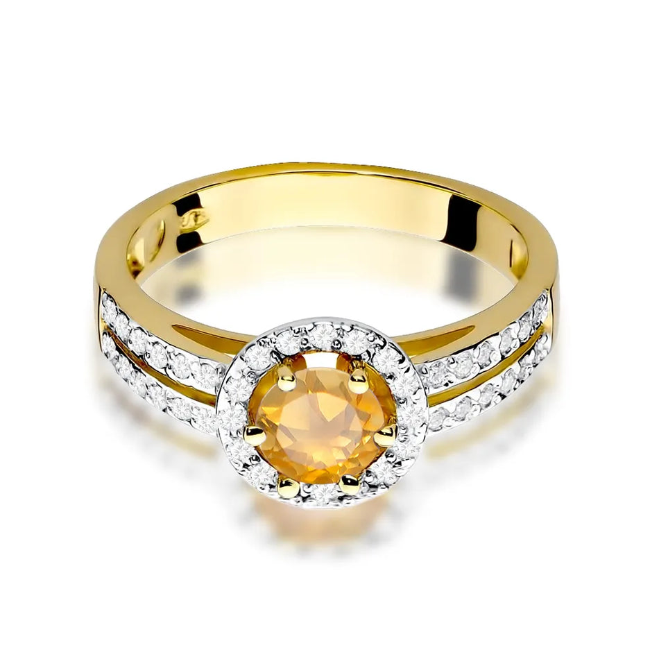 Gold Ring with 0.50ct Citrin and 0.20ct Diamonds