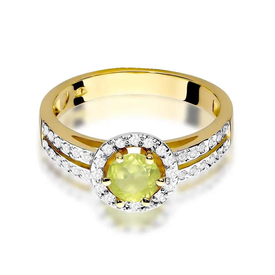 Gold Ring with 0.60ct Olivine and 0.20ct Diamonds