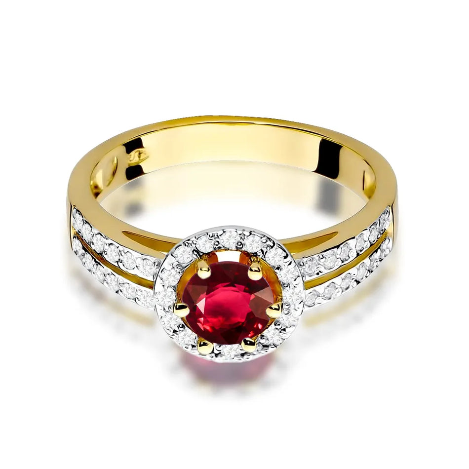 Gold Ring with 0.60ct Ruby and 0.20ct Diamonds