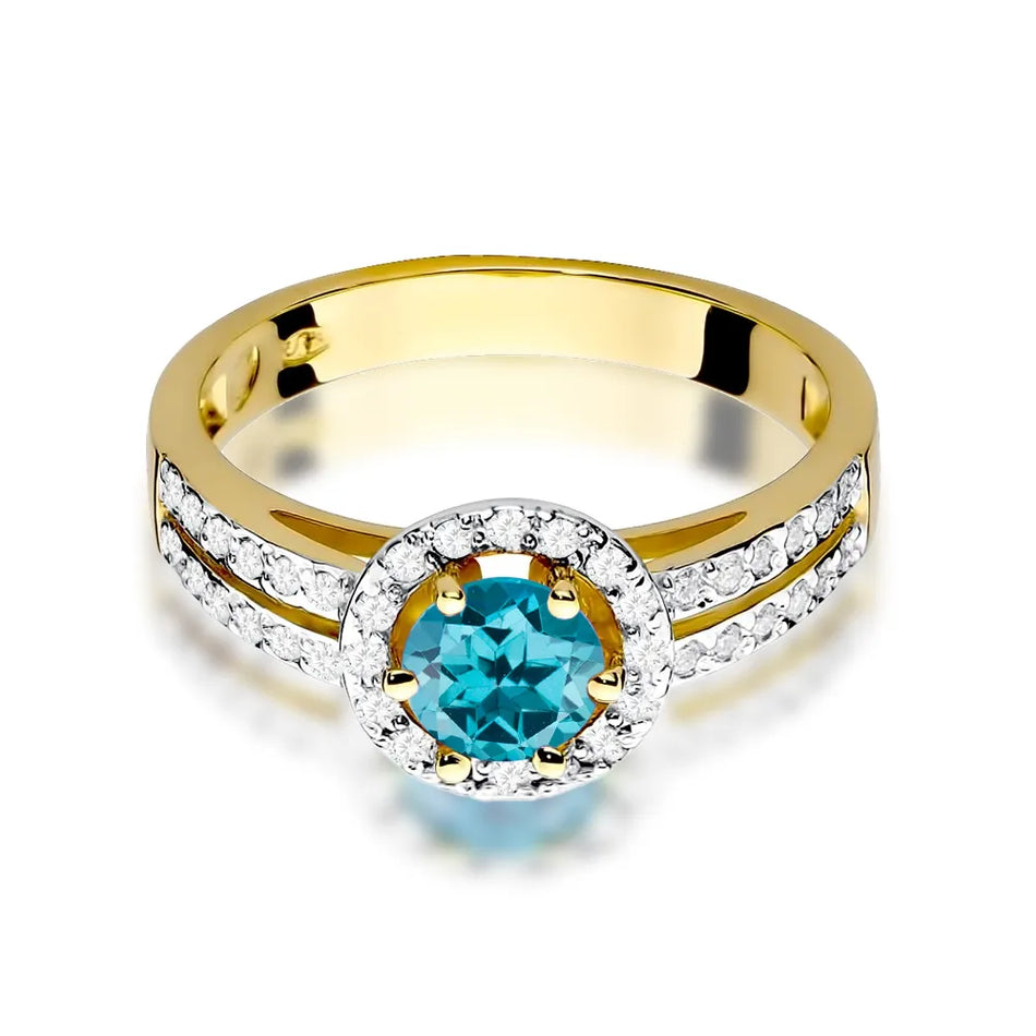 Gold Ring with 0.50ct Topaz London Blue and 0.20ct Diamonds