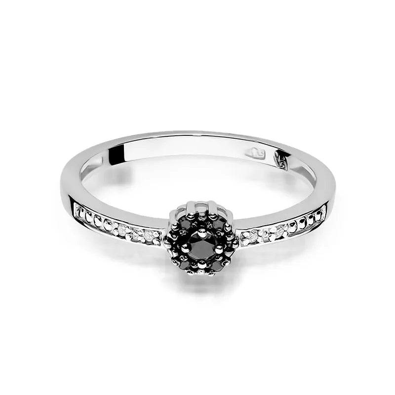 Gold Ring with 0.04ct and 0.054ct Black diamonds