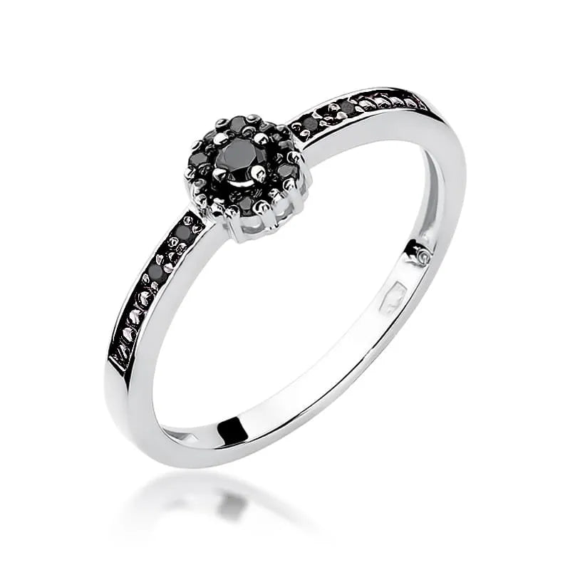Gold Ring with 0.04ct  and 0.054ct Black diamonds