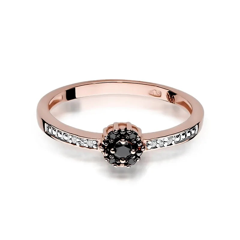 Zlatý prsten s 0,04ct a 0,054ct černými diamanty