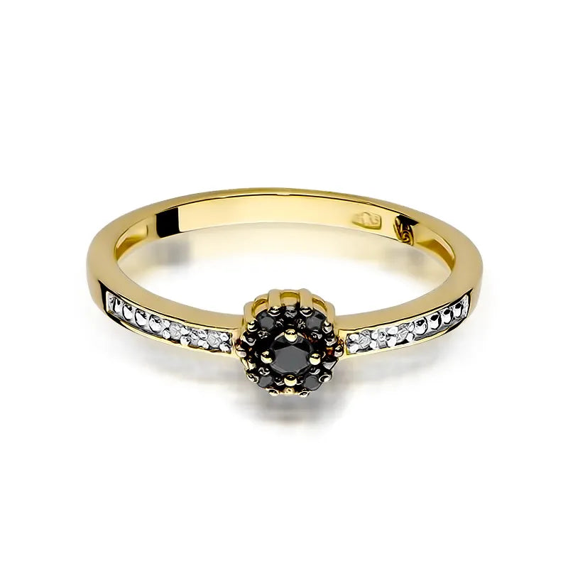 Gold Ring with 0.04ct 0.054ct Black diamonds