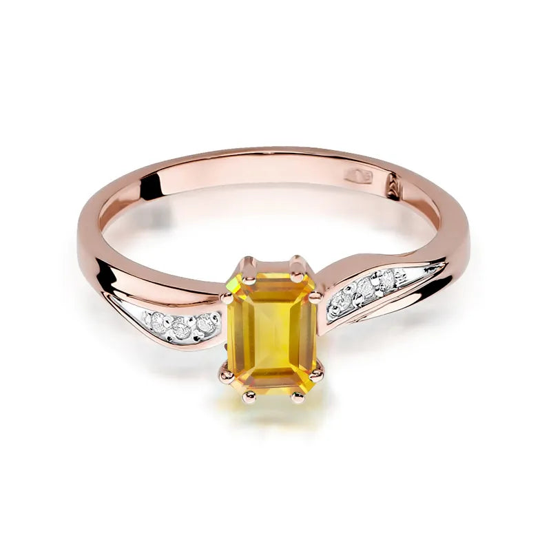 Gold Ring with 0.60ct Citrin and 0.03ct Diamonds