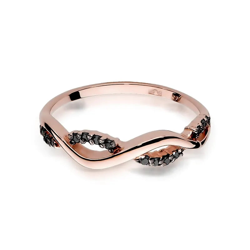 Gold Ring with 0.07ct Black Diamonds