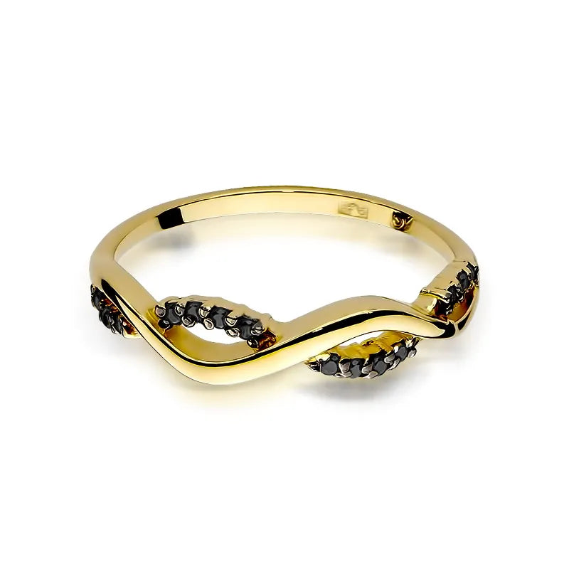 Gold Ring with 0.07ct Black Diamonds