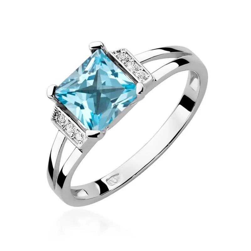 Gold Ring with 1.40ct Topaz and 0.03ct Diamonds