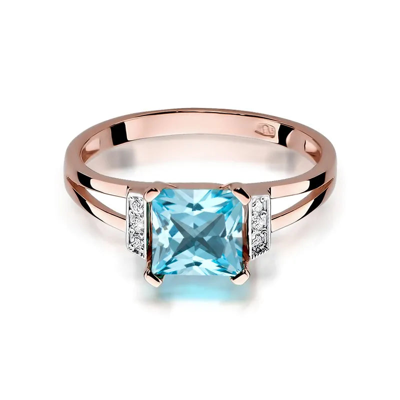 Gold Ring with 1.40ct Topaz and 0.03ct Diamonds