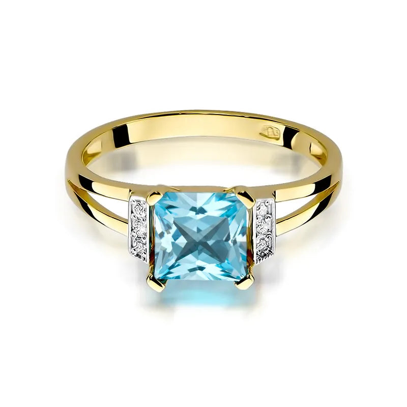 Gold Ring with 1.40ct Topaz and 0.03ct Diamonds