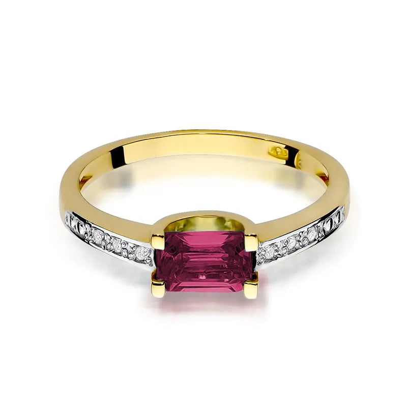 Gold Ring with 0.80ct Ruby and 0.03ct Diamonds