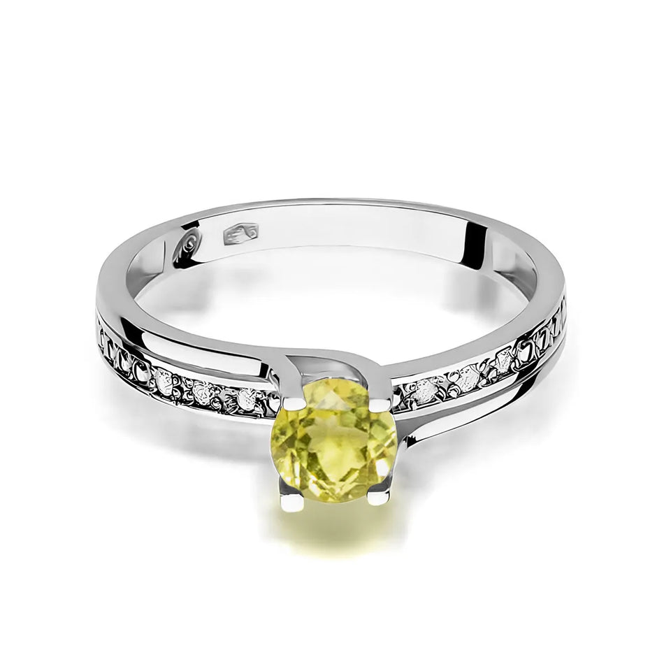 Gold Ring with 0.60ct Olivine and 0.03ct Diamonds