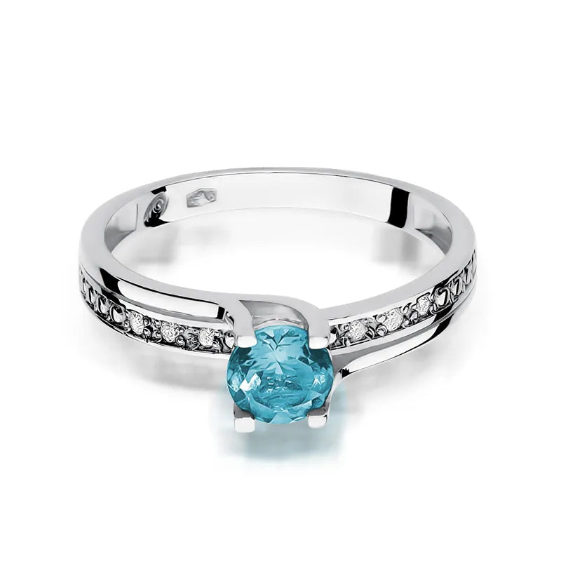 Zlatý prsten s topazem 0,50 ct a diamanty 0,03 ct