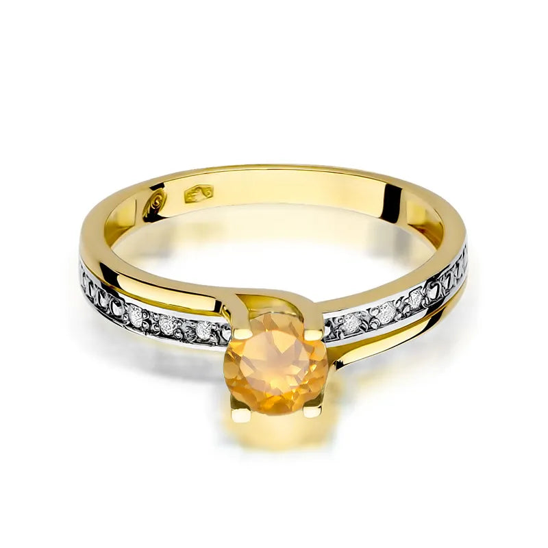 Gold Ring with 0.50ct Citrin and 0.03ct Diamonds