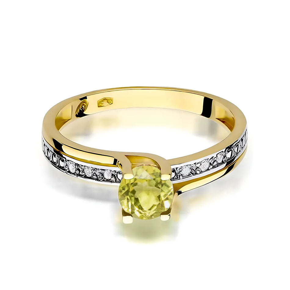 Gold Ring with 0.60ct Olivine and 0.03ct Diamonds