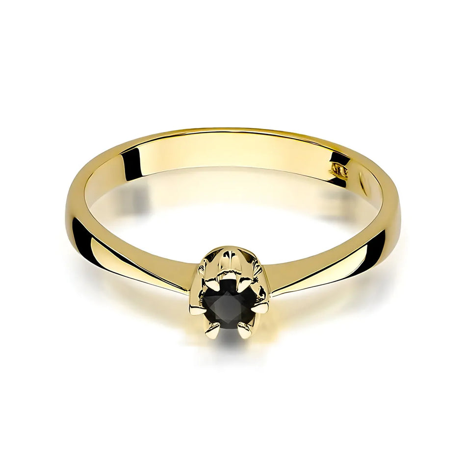 Gold Ring with 0.12ct Black diamond