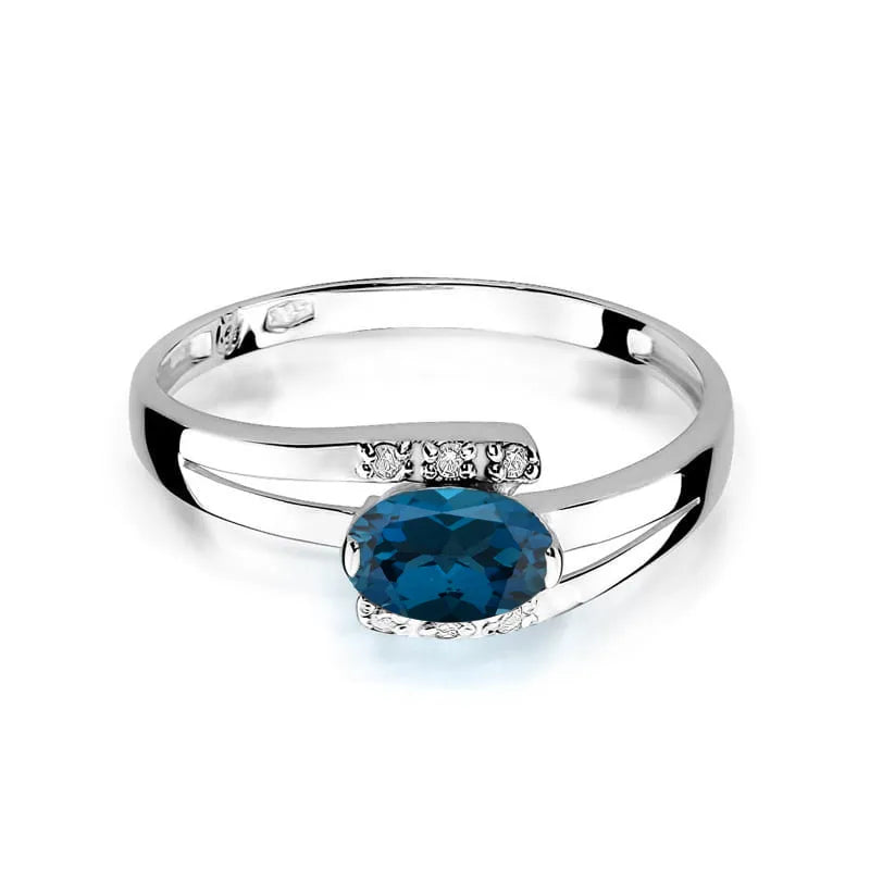 Zlatý prsten s 0,50ct topazem London Blue a 0,052ct diamanty