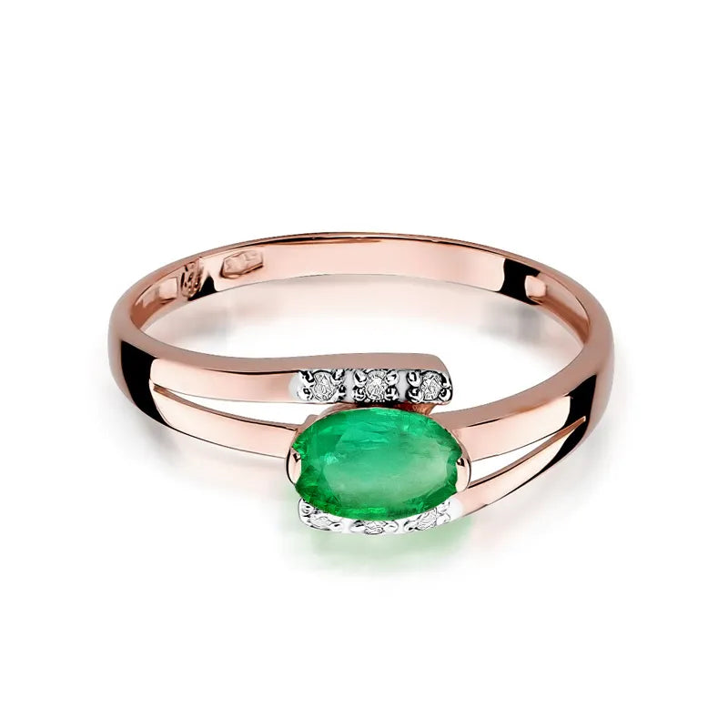 Gold Ring with 0.40ct Emerald and 0.052ct Diamonds