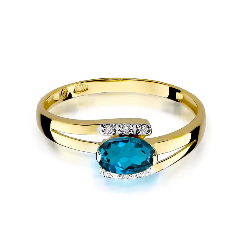 Zlatý prsten s 0,50ct topazem London Blue a 0,052ct diamanty