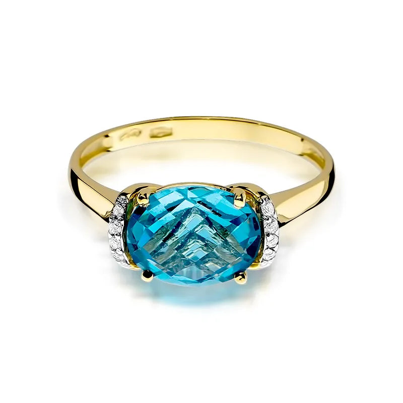 Gold Ring with 1.70ct Topaz and 0.04ct Diamonds