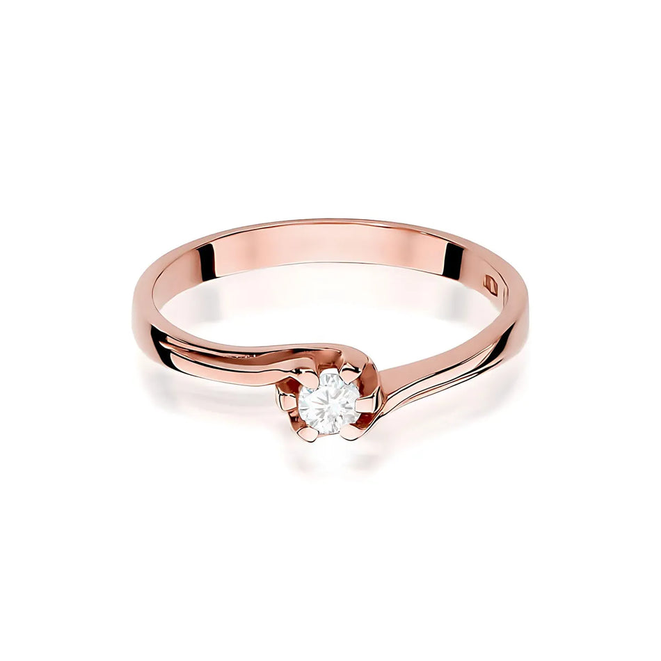 Zlatý prsten s diamantem 0,10 ct