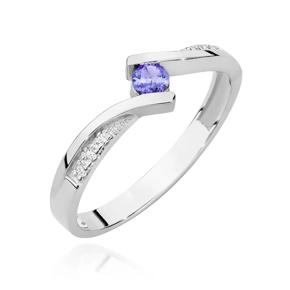 Zlatý prsten s 0.15ct tanzanitem a 0.03ct diamanty