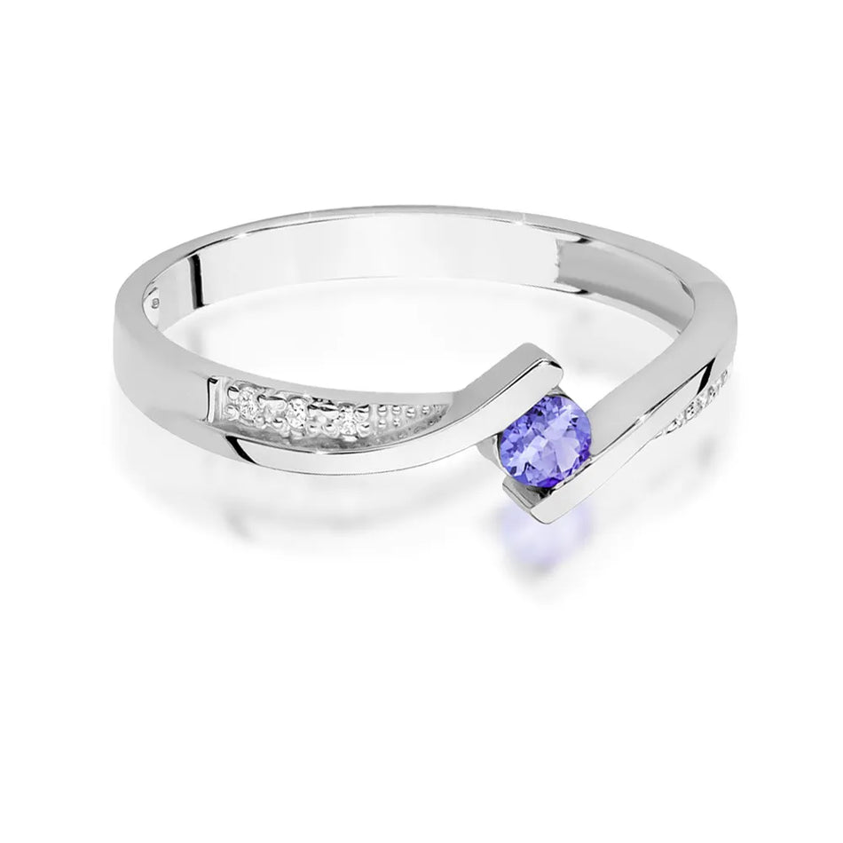 Zlatý prsten s 0.15ct tanzanitem a 0.03ct diamanty