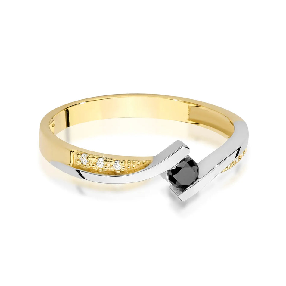 Gold Ring with 0.12ct Black diamond and 0.03ct Diamonds
