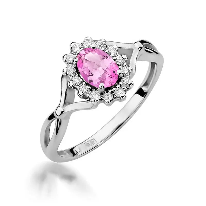 Gold Ring with 0.45ct Pink Sapphire and 0.12ct Diamonds