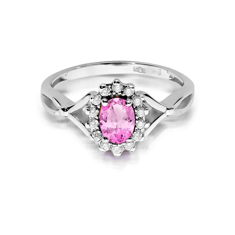 Gold Ring with 0.45ct Pink Sapphire and 0.12ct Diamonds