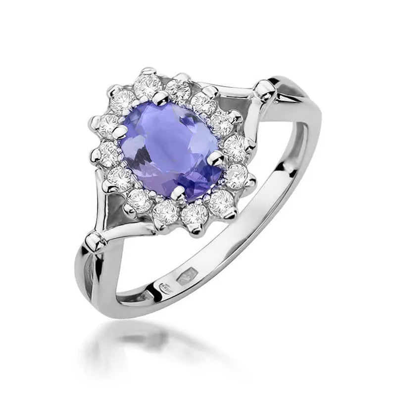 Zlatý prsten s 0,70ct tanzanitem a 0,28ct diamanty