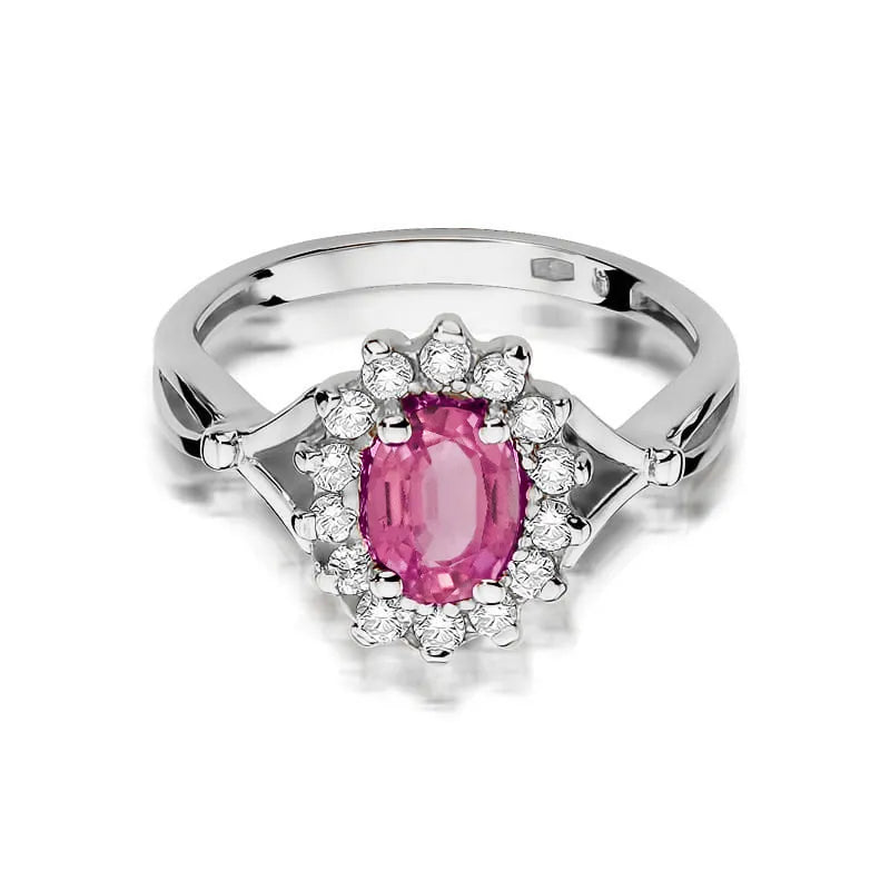 Gold Ring with 0.50ct Pink topaz and 0.28ct Diamonds