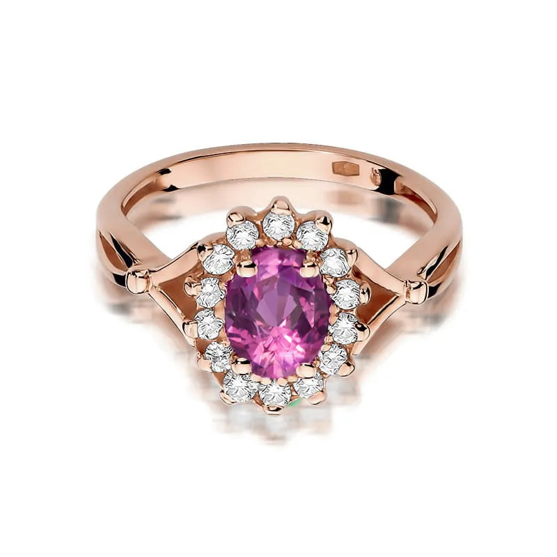 Gold Ring with 0.45ct Pink Sapphire and 0.12ct Diamonds