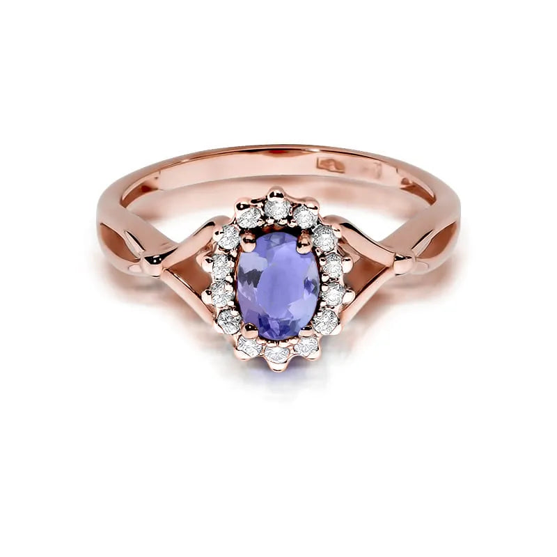 Gold Ring with 0.40ct Tansanit and 0.12ct Diamonds