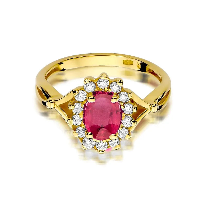 Gold Ring with 1.00ct Ruby and 0.28ct Diamonds