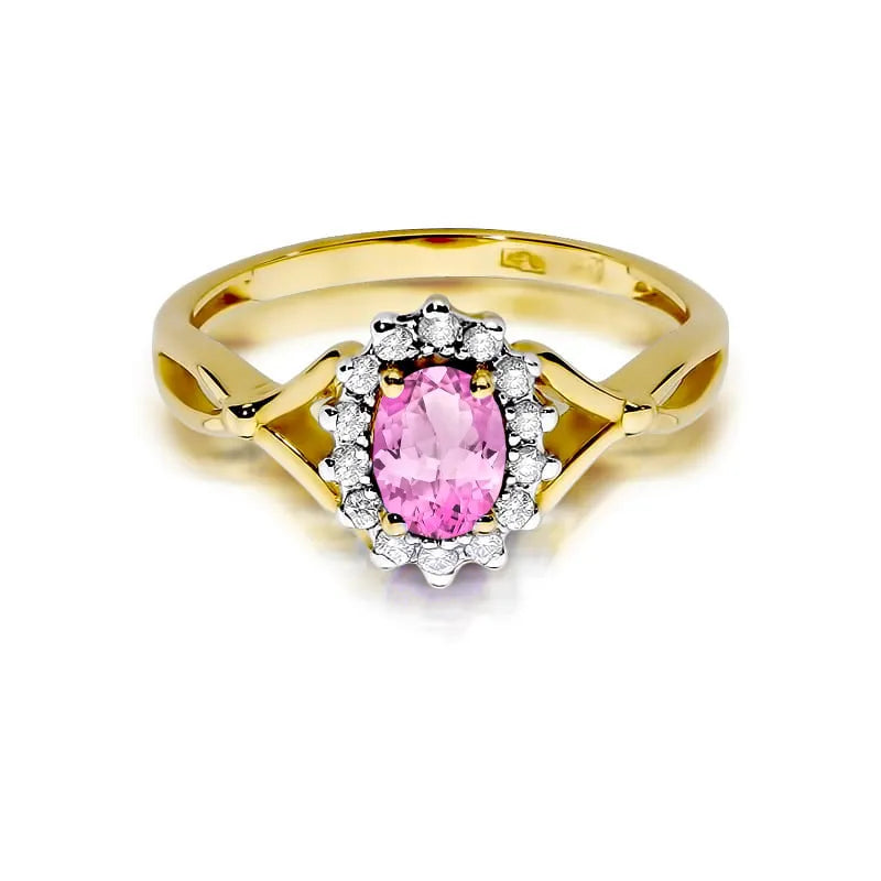 Gold Ring with 0.45ct Pink Sapphire and 0.12ct Diamonds