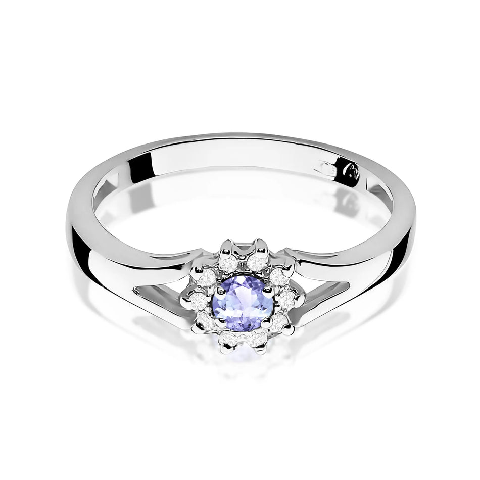 Gold Ring with 0.15ct Tansanit and 0.086ct Diamonds