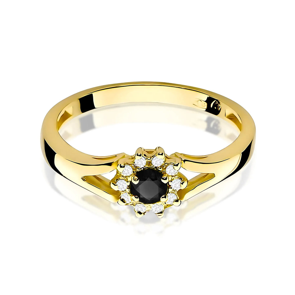 Gold Ring with 0.12ct Black diamond and 0.086ct Diamonds