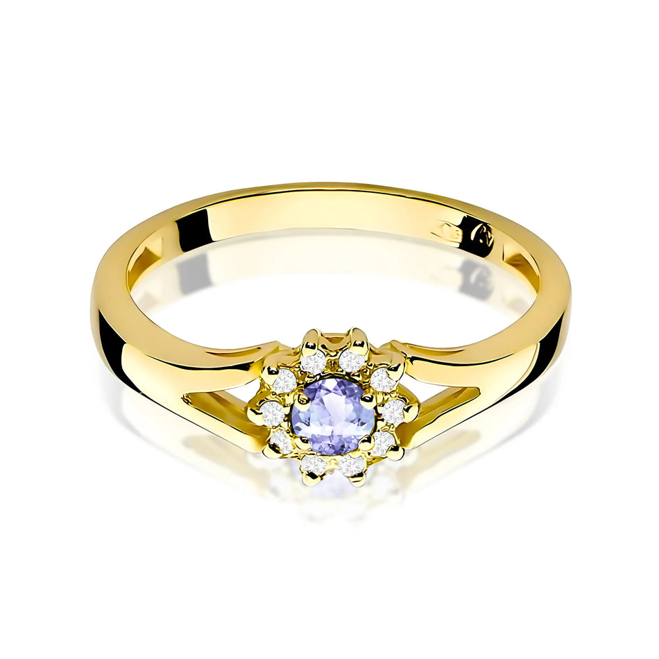 Gold Ring with 0.15ct Tansanit and 0.086ct Diamonds