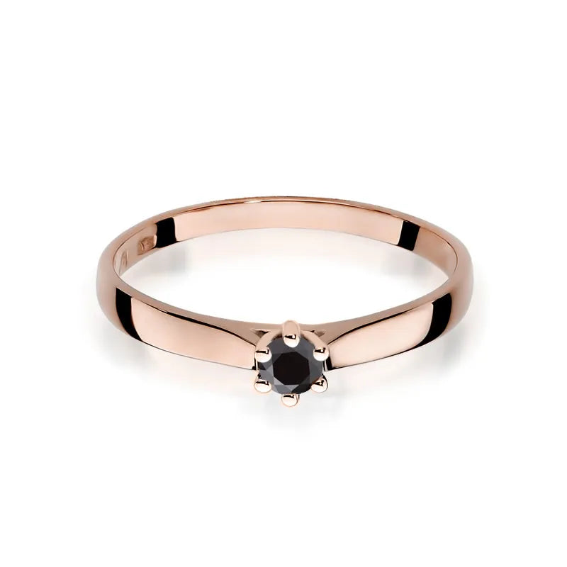 Gold Ring with 0.12ct Black diamond