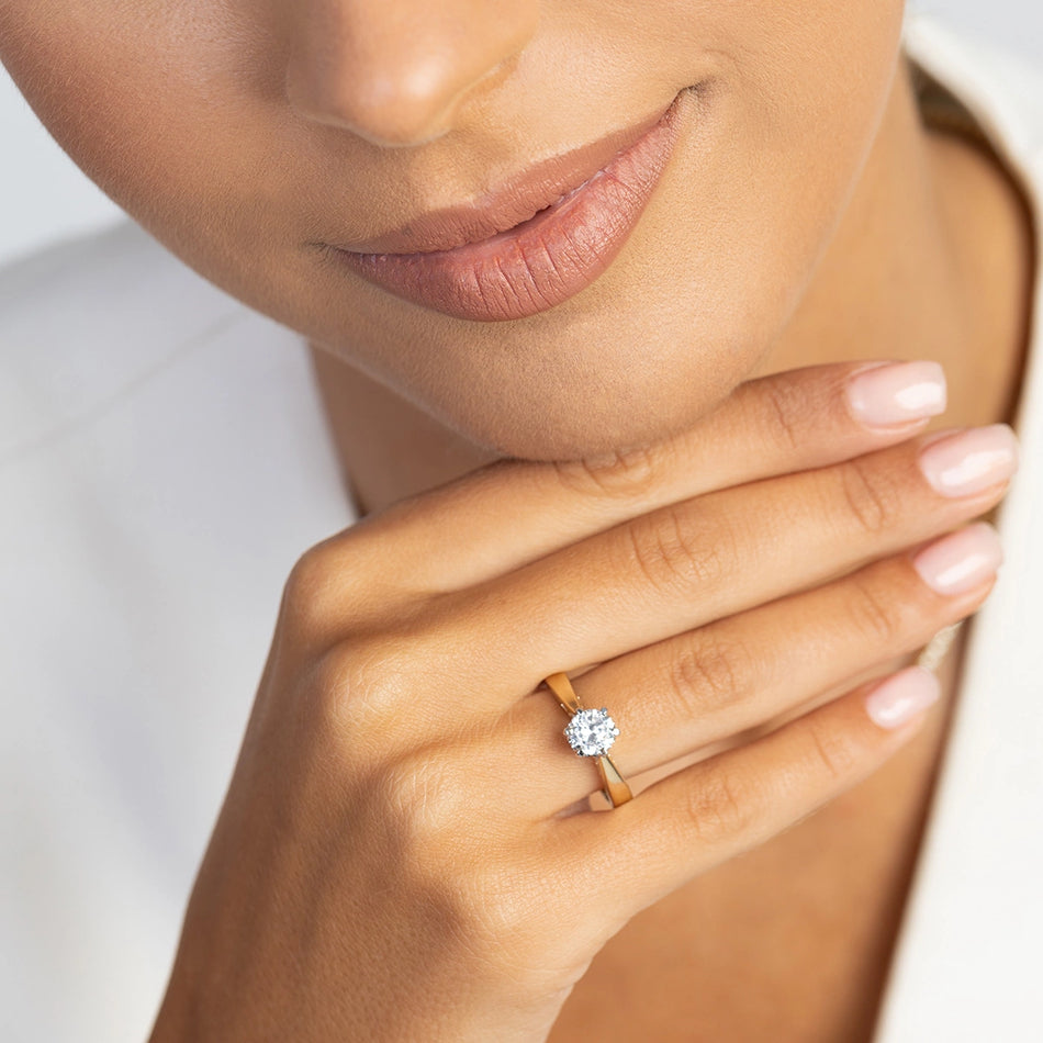 Gold Ring with 1.00ct Lab-diamond