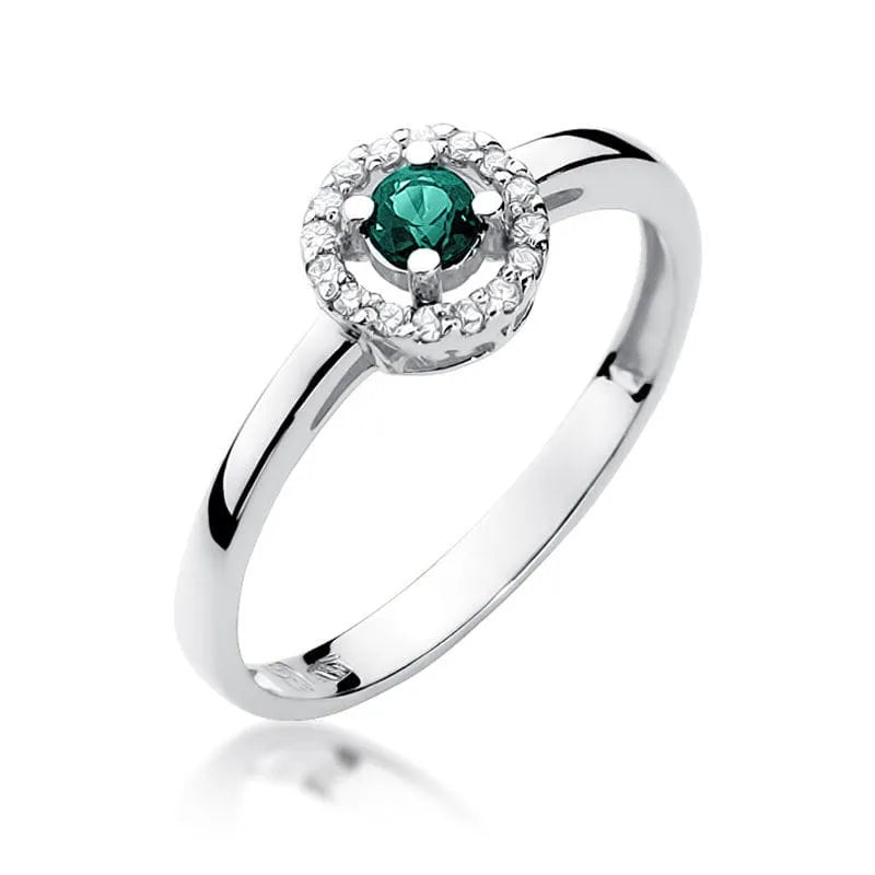 Gold Ring with 0.15ct Emerald and 0.08ct Diamonds