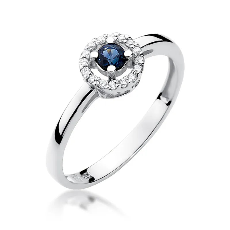 Gold Ring with 0.15ct Sapphire and 0.08ct Diamonds
