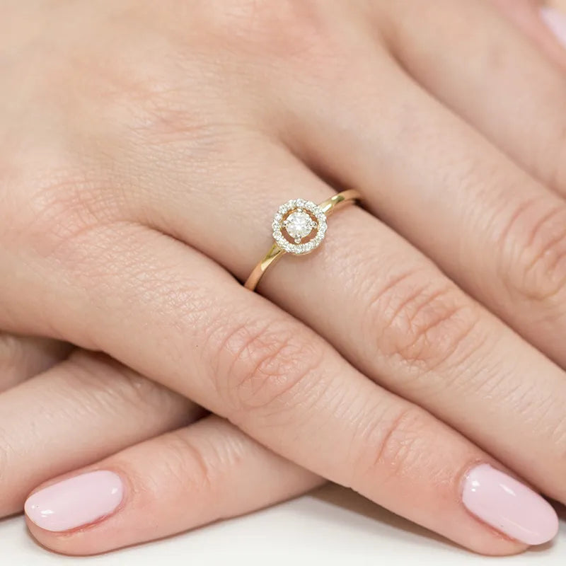 Zlatý prsten s diamanty 0,12 ct a 0,08 ct