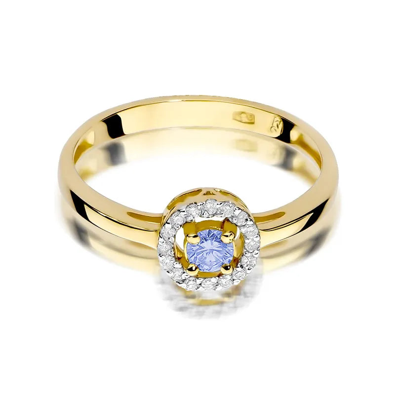 Gold Ring with 0.15ct Tansanit and 0.08ct Diamonds